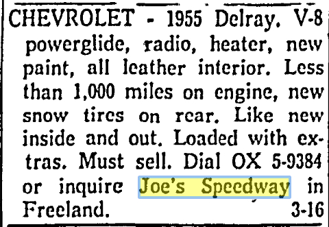 Joes Speedway - March 1959 (newer photo)